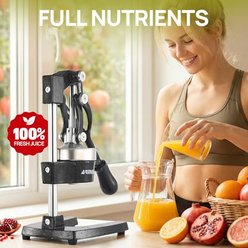 Cast Iron Juicer, Heavy Duty Manual Citrus Juicer - color: Black