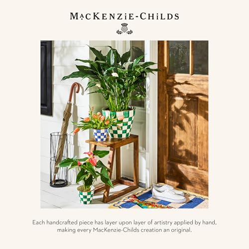 MACKENZIE-CHILDS Garden Pot, Extra Large, Green-and-White Emerald Check - color: Emerald Check, size: Extra Large