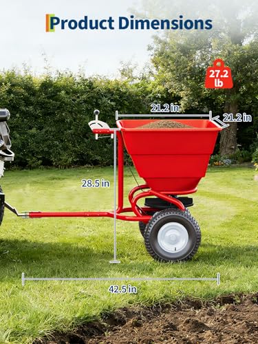 Tow Behind Broadcast Spreader, Red - color: Red