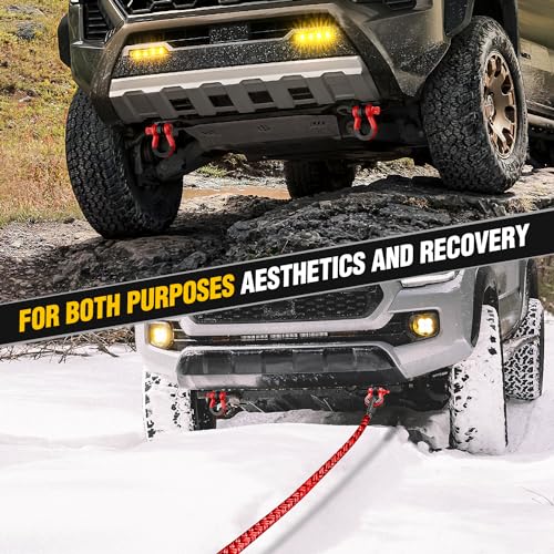 Nilight 2Pack Demon Front Tow Hook Bracket with 3/4" Shackle for Toyota Tacoma | for Toyota Tacoma 2009-2016 2017 2018 2019 2020 2021 2022 2023, with 7/8" Screw Pin and Isolator Rubber Washers - color: Toyota Tacoma D-Ring Shackle