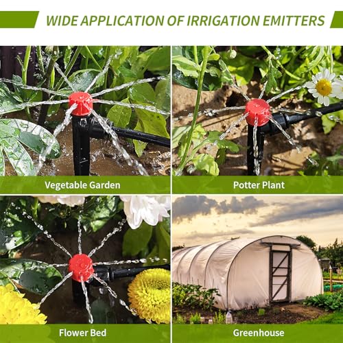 60 Pcs Quick-Connect Drip Irrigation Emitters for 1/4 inch Irrigation Tubing 360 Degree Adjustable Water Flow Drip Irrigation Heads Irrigation Drippers for Potted Plants Flower Raised Bed Vegetable - size: 60 Pcs Quick-connect Drip Emitters