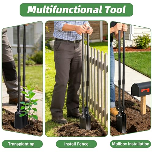 LLARGUEST Post Hole Digger,54 Inch Heavy Duty Metal Hole Digger Tool for Digging,Grey Manual Tool for Transplant, Camping,Gardening.