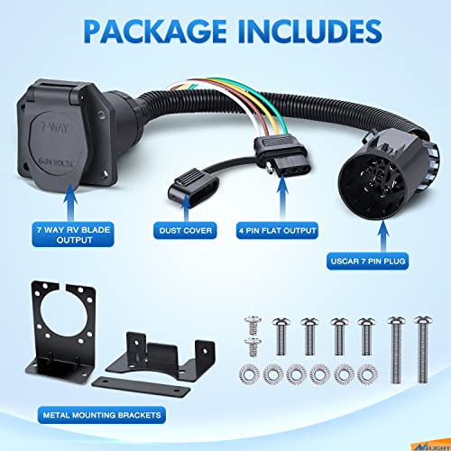 Nilight Dual Output 4 and 7 Way Vehicle Side to 7PIN USCAR Trailer Adapter | 4 Pin Flat 7 Round RV Blade Transfer 7 Round Multi-Tow for RVs Trucks Factory Tows Package 7Pin Sockets Required - color: USCAR 7Pin to 7&4Pin Trailer Adapter