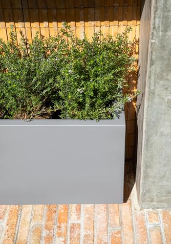 Veradek Block Series Long Box Planter - Rectangular Outdoor Planter - color: Gray, size: Small - 2 Pack