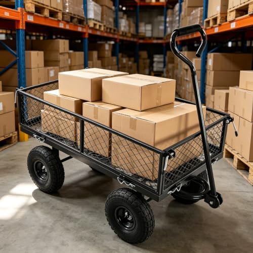 KEIKI Heavy Duty 660 Lbs Capacity Mesh Steel Garden Cart - color: Black