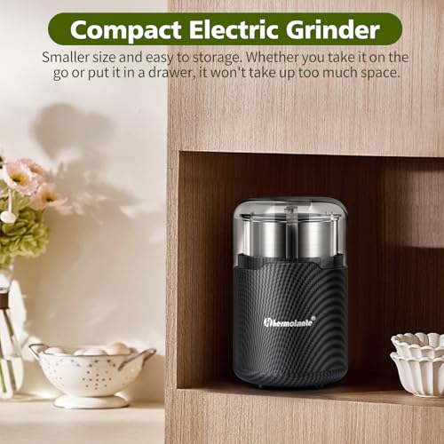 Hermolante Herb Grinder, Electric Spice Grinder, Press-Down Lid Starts - color: Gray
