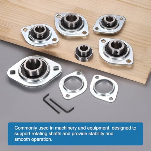 uxcell 2Pcs SBPFL202-10 Pillow Block Bearings 5/8" Bore Bearing Units Steel Flange Mounted Bearing Housing with Wrench, ABEC 3 - size: SBPFL202-10 (ID 5/8")