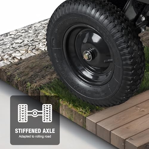Big RED Heavy Duty ATV Trailer Steel Dump Cart: Yard Garden Trailer for Lawn Mower, Tractor, Garden Waste - 750lbs, 12 cu.ft Capacity