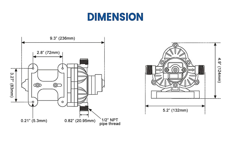 T33 Automatic On-Demand Diaphragm Pump 115Vac, 4.0GPM, 45PSI, Industrial Water Pressure Pump for Kitchen, Bathroom, RV, Marine Yacht, Caravan, Garden - style: 115Vac, 4.0GPM, 45PSI