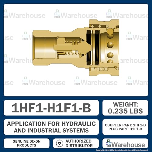 Genuine Dixon H-Series 1/8" ISO-B Hydraulic Quick Disconnect Kit - (1ct.) 1HF1-B | (1ct.) H1F1-B | (1ct.) 1HDP | (1ct.) H1DC – Brass | Female NPTF QDC | 3000 PSI Working Pressure (1/8" x 1/8" FNPTF) - size: 1/8" x 1/8" FNPTF