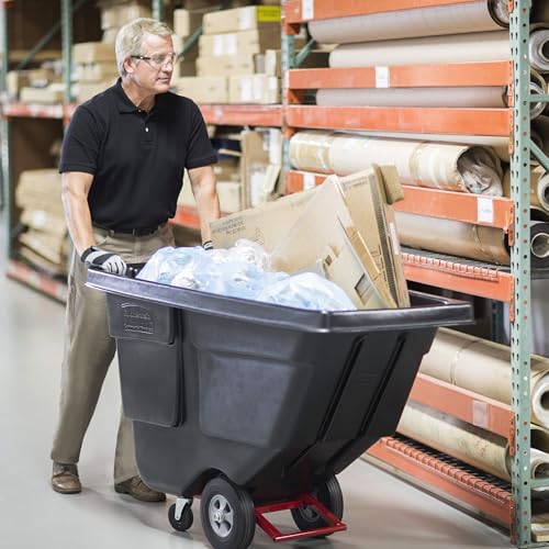 Rubbermaid Commercial Products Tilt Dump Truck/Trash Cart/Garbage Collection/Recycling, 1/2 Cubic Yard, Waste Collection, 1250 lbs capacity, Black, for Office/Warehouse/Facility Management - color: Black, size: 1/2 Cu. Yd., style: 450 lb. Capacity