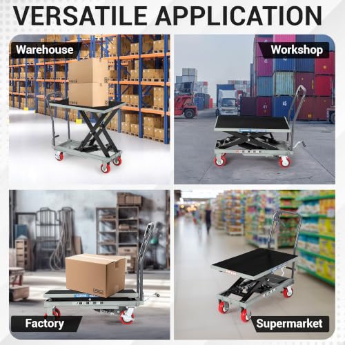 Garvee Hydraulic Lift Table Cart, 330LBS Capacity, Single Scissor, Gray - color: Gray, size: 330 LBS