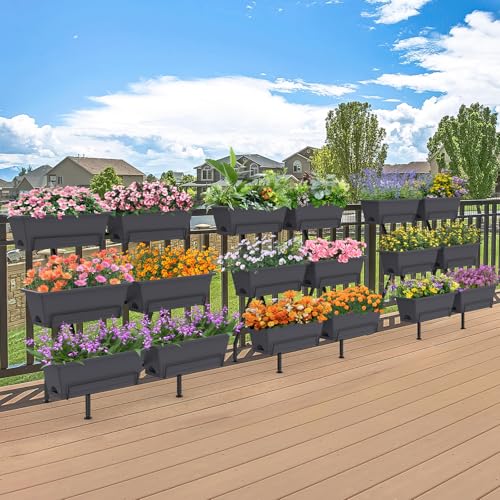3-Tier Vertical Garden Planter with 6 Boxes, 31" Tall Raised Garden Bed - color: Gray, size: 3-Tier