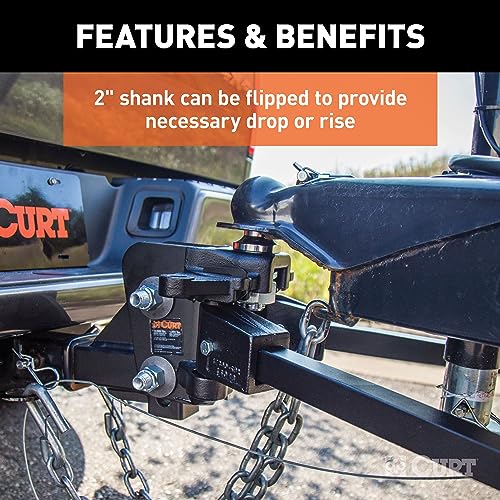 CURT 17322 Short Trunnion Bar Weight Distribution Hitch with Sway Control, Up to 10,000 lbs., 2-Inch Shank, 2-5/16-Inch Ball - size: 10k lbs Capacity