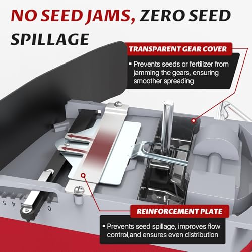 Salcod 25 lb Bag Seed Spreader, Handheld Broadcast Fertilizer Spreader, Red