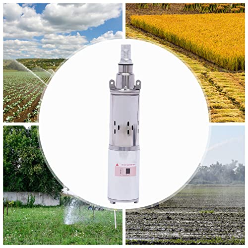 180W DC 12V Submersible Deep Well Pump Stainless Steel, 1.2m³/h Flow Deep Well 1 inch Outlet Bore Electric Screw with 56ft Cable for Agricultural Irrigation Garden Home