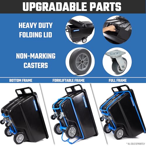 Tilt Truck, 1 Cu. Yd. Covered Capacity Dump Cart with Heavy Duty 12” Wheels & 5” Casters & Heavy Duty Full Frame for Jobsites, 1200 lbs, Trash Cart with Wheels DUC100-H-02PK (2-Pack) - size: Heavy-Duty Wheels, style: Heavy-Duty Frame