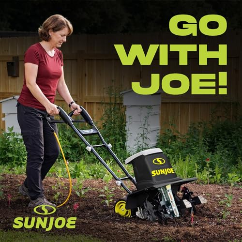 Sun Joe Corded Electric Garden Tiller & Cultivator with Steel Tines, 16", 13.5-Amp Motor - Heavy-Duty Tilling Machine for Lawn, Yard, and Gardening Care, TJ604E - style: Corded; 16.0-Inch, 13-Amp