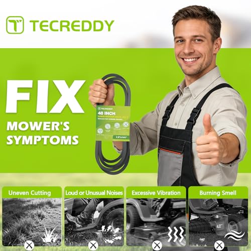GX21833 48 Inch Mower Deck Belt for John Deere 145 D140 D150 D155 D160 L120 L130 LA130 LA140 LA145 LA155 LA165 Z200 Z255 Z300 Z355E Riding Lawn Mower GX20571, 1/2" X 141.7" - size: 141.7"L x 0.559"W