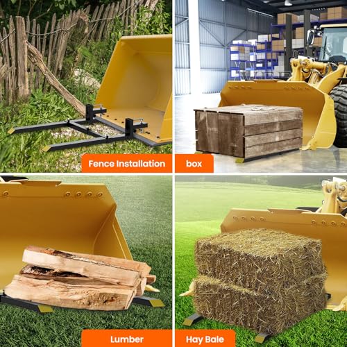 60 in 4000 LBS Max Pallet Forks with Adjustable Stabilizer Bar, Heavy Duty Front Loader Forks for Tractor Bucket, Fork Attachment for Skid Steer, Loader Bucket