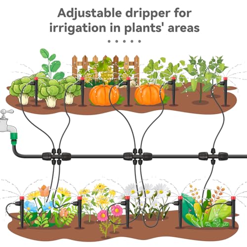 50pcs Drip Irrigation Emitters for 1/4" Tubing, 360 Degree Adjustable Flow - size: 50pcs Drip Emitters with Lock Barbed