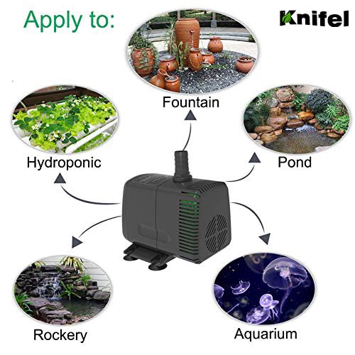Knifel Submersible Water Pump 880GPH Pond Pump for Fountains - size: 880GPH Fixed flow