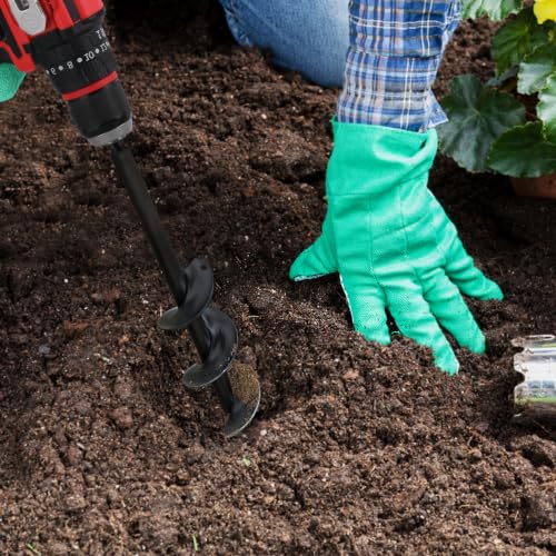 ERYTLLY Bulb Planter, Auger Spiral, Garden Planter Tool 3 x 12 inch,Rapid Umbrella Hole Digger for Planting Bulb Seedlings Bedding Tulips, and Digging Weeds Roots - size: 3*12inch