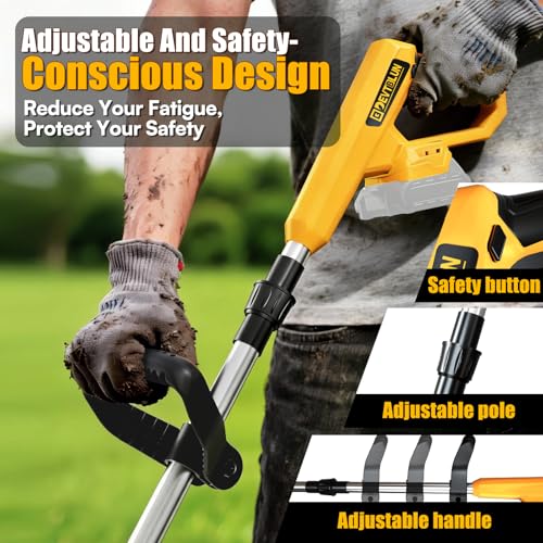 Cordless Tiller Cultivator Compatible with Dewalt 20V Battery(Only Tool), 360RPM Folding Electric Garden Tiller, Battery Powered Tiller with 9In Tilling Width & 6.3In Depth for Lawn Gardening