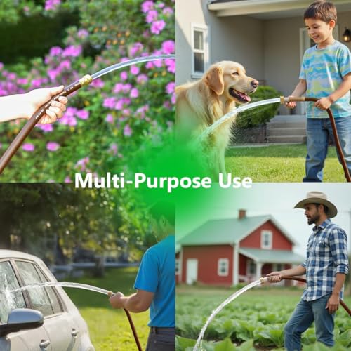 Guitrees Garden Hose 25FT x 3/4", Heavy Duty Rubber Hose, Water Hose with Five Layered Braiding, Male to Female Fittings, 1000PSI Burst, 300PSI Working (Brown) - color: Brown, size: 3/4 25FT Male to Female