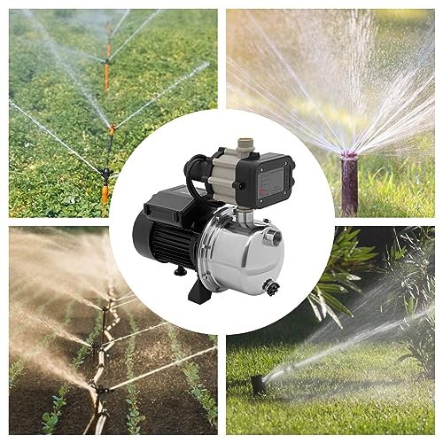 Shallow Well Pump, 110V Portable Electric Water Pump Stainless Steel Water Transfer Pump Garden Jet Pump Versatile Sprinkler Booster Pump for Gardening, Farms, Industrial Water (1100W 1.5HP) - style: 1100W 1.5HP
