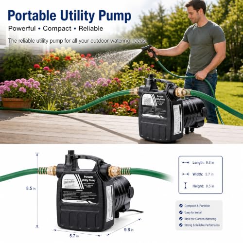 TRUPOW Cast Iron Water Transfer Pump, 115V AC 1500 GPH 1/2HP Portable Electric Utility Pump with with Carbon Brush, for Garden, Rain Barrel, Pool, Pond, Hot Tub, Aquarium Draining - style: Cast Iron