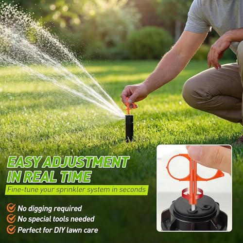 5 Pack Sprinkler Adjustment Tool Compatible with Hunter Rain Bird (Orange) | Rotor Key, Pull-Up Tool and Screwdriver, Arc and Radius Adjustment, Lawn Irrigation Maintenance - color: Orange