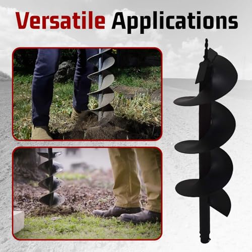 findmall Earth Auger Drill Bits 4" 6" 8" 10" 12" for gaseous Powered Post Fence Hole Digger (8inch) - size: 8inch