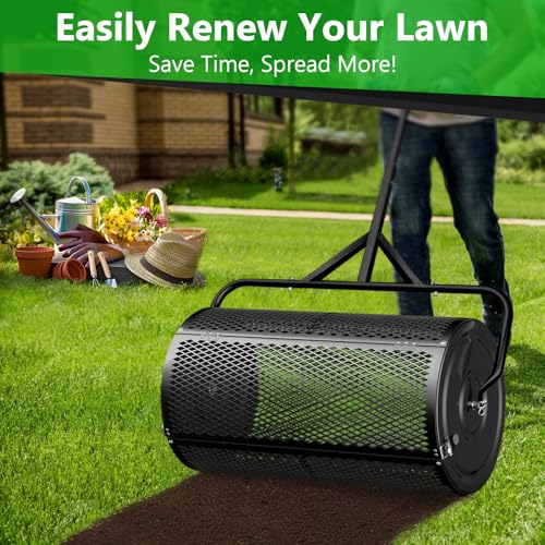 30 Inch Compost Spreader, Metal Mesh Peat Moss Spreader for Lawns - size: 30 Inch