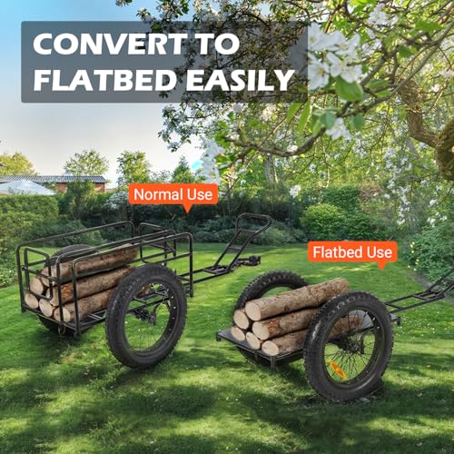 ADDMOTOR 2026 Trike Cargo Trailer with Universal Tow Bar, 20" Heavy Duty Fat Tires, Reinforced Steel Tubing, Inside & Outside Rust Resistance Coating, Fat Tires Tricycles, Waterproof Bag, DIY - style: For 20" Tires Two-wheelers
