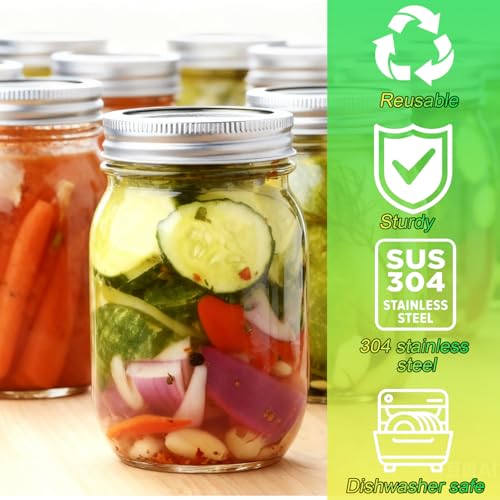 Palksky Mason Jar Lids Stainless Steel for Wide Mouth Mason Jar Lids, 4Pcs Rustproof Mason Jar Caps/Tops - Leakproof & Dishwasher Safe - style: Wide Mouth Stainless Steel Mason Jar Lids 4 PCS