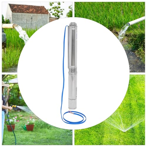 Deep Well Pump, Electric Submersible Bore Hole Deep Well Pump Stainless Steel Submersible Well Pumps Agricultural Irrigation Pump for Villages, Homes, Farms (110V 1.5KW 2HP) - style: 110V 1.5KW 2HP