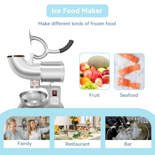 Electric Ice Crusher,Stainless Steel Dual Blades Ice Crusher Shaver,300W Snow Cone Maker Machine with Ice Plate,440lbs/hr for Home and Commercial Use