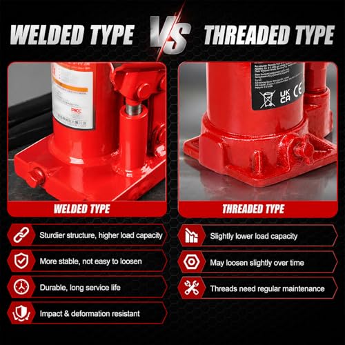 5 Ton Hydraulic Welded Bottle Jack, 8000 lb Capacity Automotive Lift Jack for Car, Pickup Truck, RV and Auto Repair, 7.3" to 14" Lifting Range