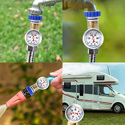 MEASUREMAN Lead-Free Brass Water Pressure Regulator 3/4’’ Female & Male Thread, with 0-100psi Glycerin-Filled Pressure Gauge, for RV, Camper, Trailer, Garden, Plumbing System 2 Pack - size: Regulator with Pressure Gauge 2 Pack