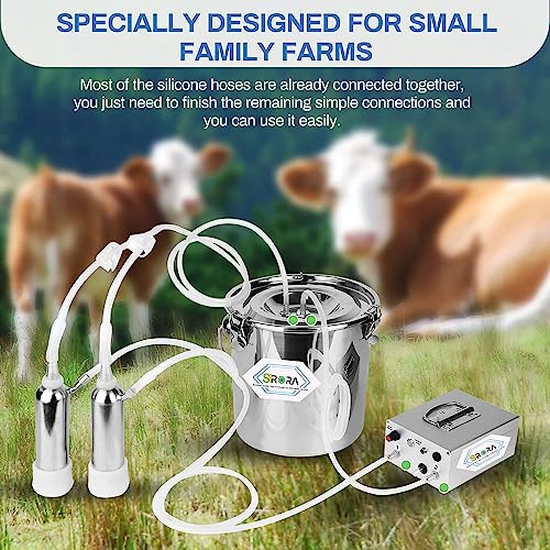 5L Cow Milking Machine, Rechargeable Battery Adjustable Pulse Vacuum Electric Cow Milking Machine,Portable Milking Machine,Individual Pulsation Adjustment, Udder Protection - size: 5L Cow