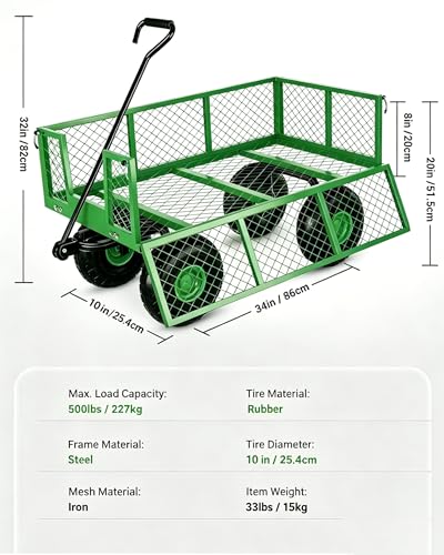 Garvee Garden Carts 900 LBS Capacity Heavy Duty Steel Garden Wagon Cart - color: Green, size: 900 LBS