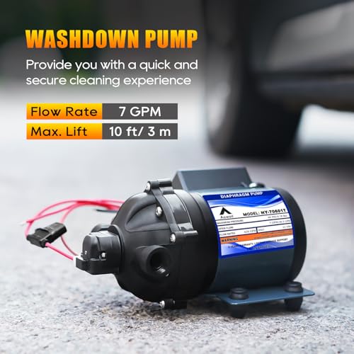 12V RV Water Pump,7GPM 60 PSI Water Diaphragm Pump with 1/2" FNPT,HY-70601T