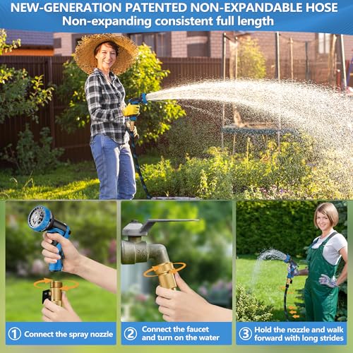 25 FT Non-Expandable Garden Hose, 2026 New Upgraded Flexible Water Hose, Ultra Lightweight Non-Expanding hoses with 10 Function Sprayer, Leak proof, Pressure Resistant for Yard, Outdoor - size: 25ft