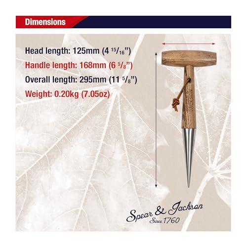 Spear & Jackson Traditional Stainless Dibber Planting Tool, Durable Ergonomic Design for Efficient Planting and Transplanting