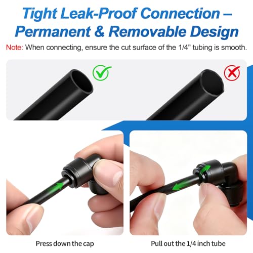 45 Pack Quick Connect 1/4 Inch Drip Irrigation Fittings Kit, 1/4" Dripline Push-to-Fit Connectors Assortment for 1/4-Inch Drip Tube for Garden Sprinkler Systems - size: 1/4" Quick Connect Kit-45P