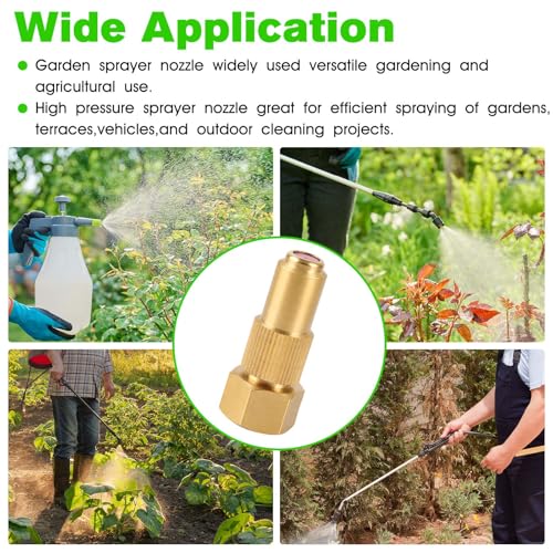 Brass Sprayer Nozzle Tip Replacement Adjustable Mist Stream High Pressure Atomizing Ceramic Core Nozzle for Backpack Pump Sprayer Nozzle Tips & Lawn Farm Garden Spray Nozzle Replacement Part -2 Pack