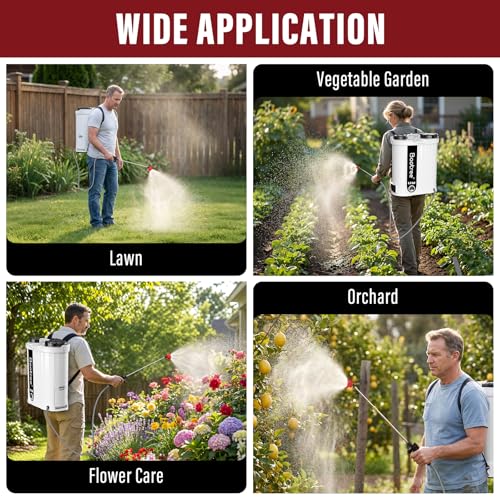 Backpack Sprayer Battery Powered 4.4 Gallon, Electric Backpack Sprayer with Telescopic Wand, Lawn Sprayer with 5 Nozzles, 18V 2.0Ah Battery & Charger for Lawn, Garden, Yard - size: 4.4Gallons