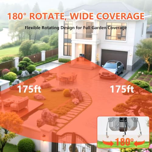 Retractable Garden Hose Reel, 1/2 in x 175 ft Heavy Duty Wall Mount Water Hose Reel with Metal Bracket & 9-Pattern Metal Nozzle, Any Length Lock, Slow Retraction and 180° Swivel - size: 1/2" 175FT