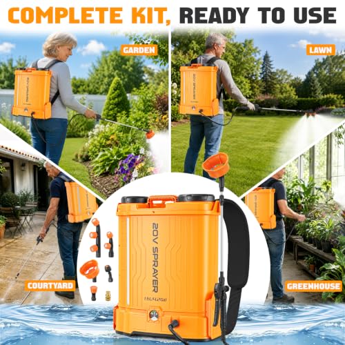 4.2 Gal Backpack Sprayer Compatible for DeWalt 20V, Auto Mixer,0-90 PSI Adj